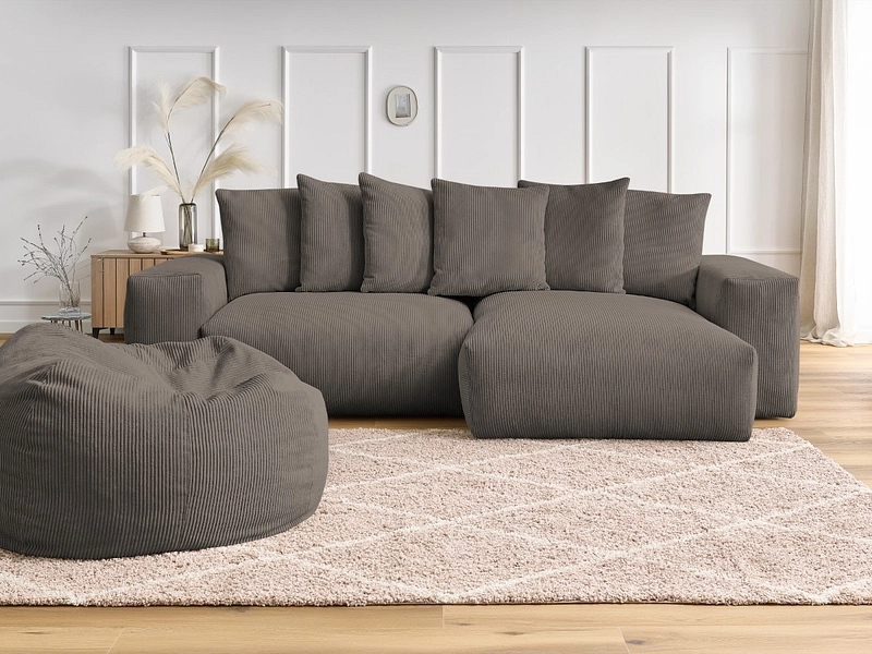 Divano ad angolo con pouf BOBOCHIC VOLTAIRE