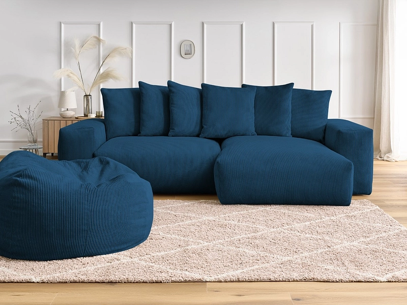 Divano ad angolo con pouf BOBOCHIC VOLTAIRE