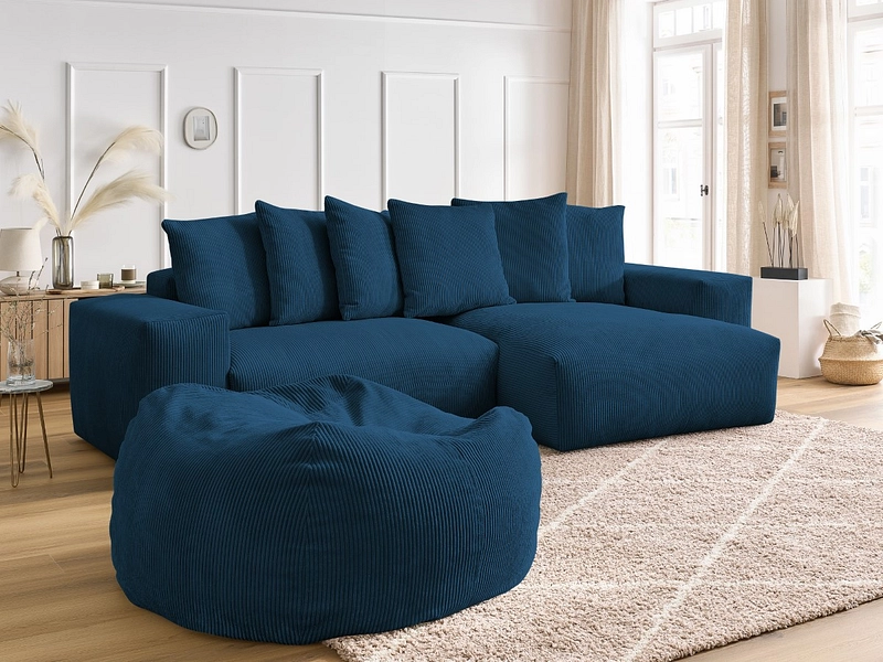 Divano ad angolo con pouf BOBOCHIC VOLTAIRE
