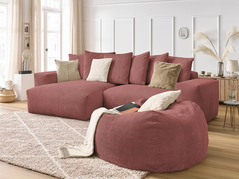 Divano ad angolo con pouf BOBOCHIC VOLTAIRE