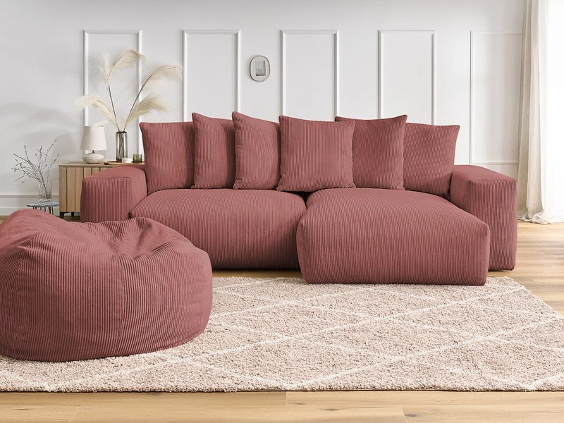 Divano ad angolo con pouf BOBOCHIC VOLTAIRE