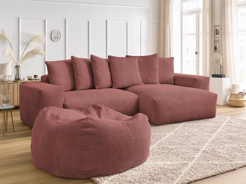 Divano ad angolo con pouf BOBOCHIC VOLTAIRE