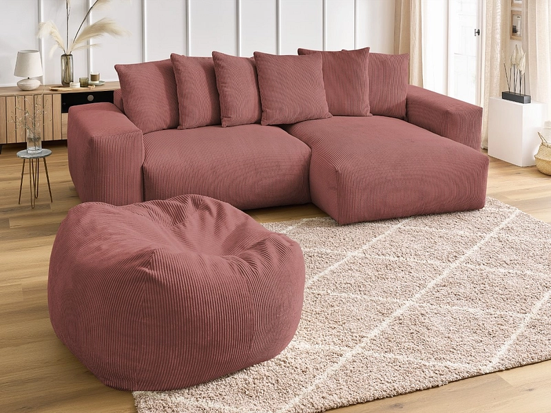 Divano ad angolo con pouf BOBOCHIC VOLTAIRE