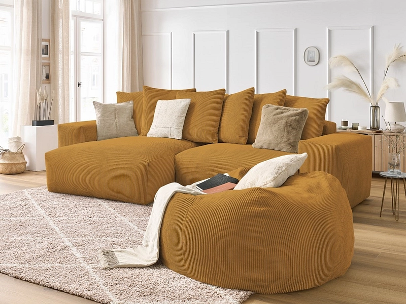 Divano ad angolo con pouf BOBOCHIC VOLTAIRE