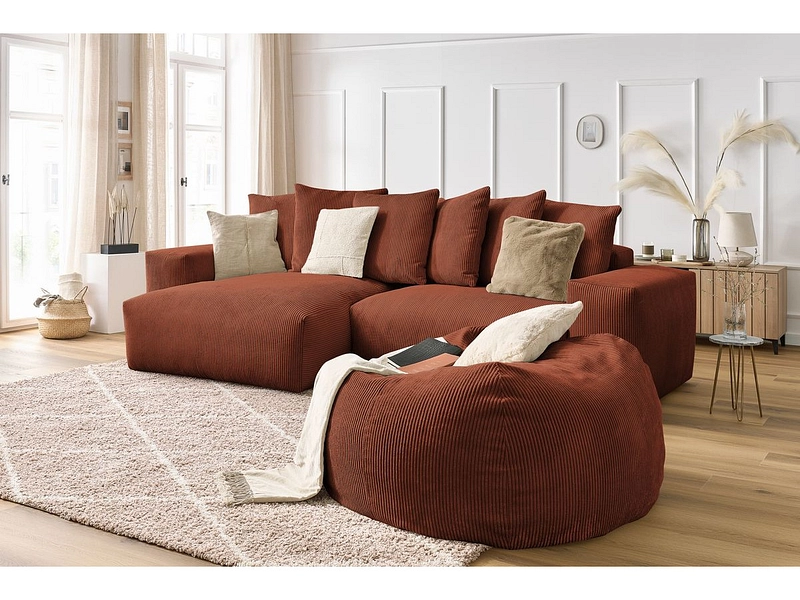 Divano ad angolo con pouf BOBOCHIC VOLTAIRE