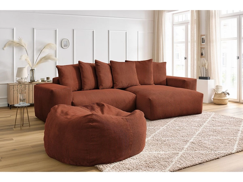 Divano ad angolo con pouf BOBOCHIC VOLTAIRE