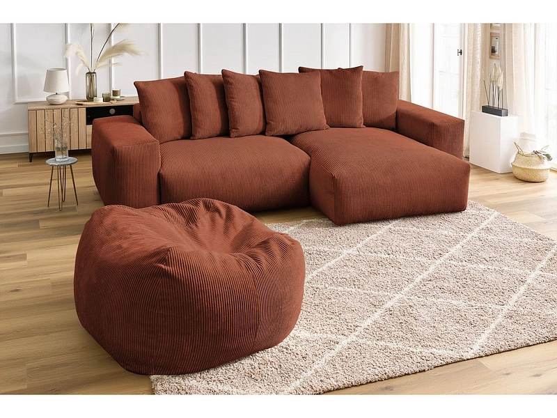 Divano ad angolo con pouf BOBOCHIC VOLTAIRE