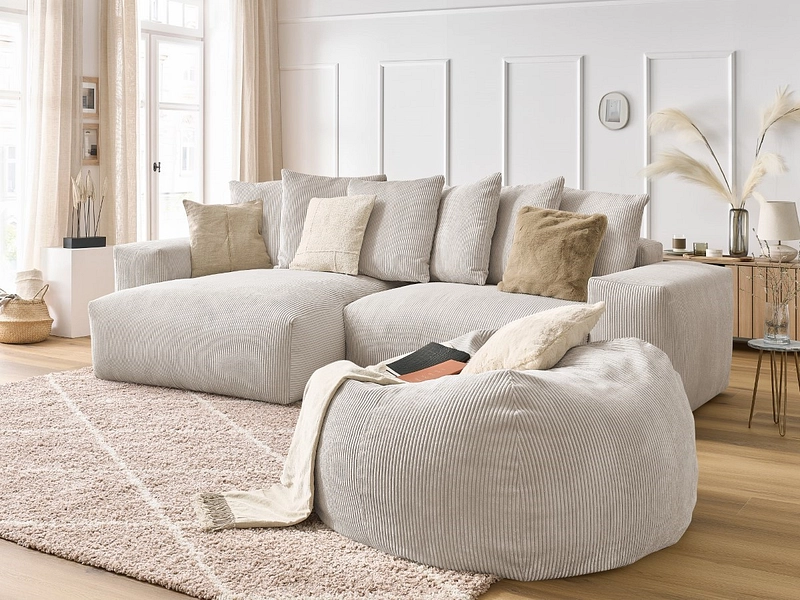 Divano ad angolo con pouf BOBOCHIC VOLTAIRE