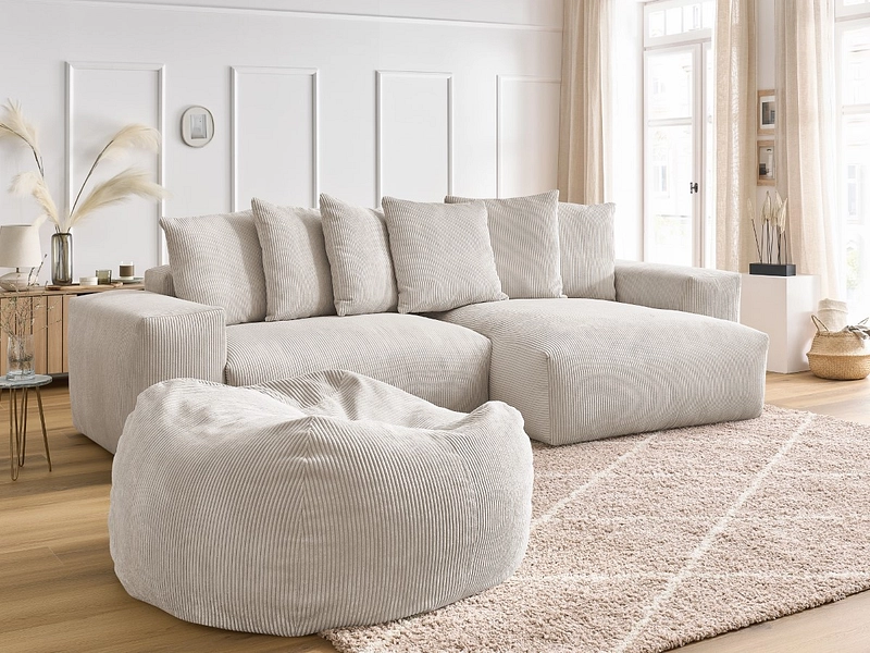 Divano ad angolo con pouf BOBOCHIC VOLTAIRE