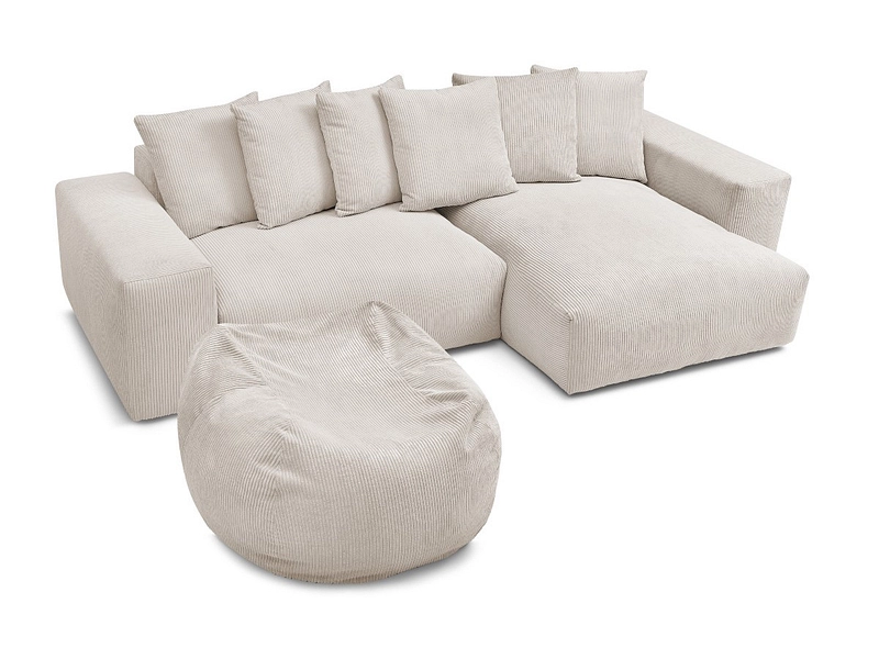 Divano ad angolo con pouf BOBOCHIC VOLTAIRE