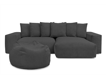 Divano ad angolo con pouf BOBOCHIC VOLTAIRE