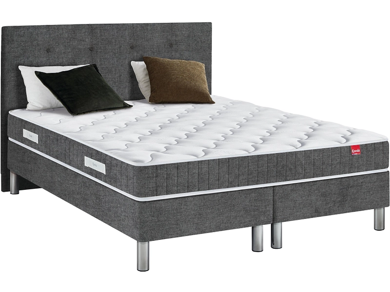 Boxspring EPEDA COURCHEVEL grigio ciniglia 180x200cm rigido