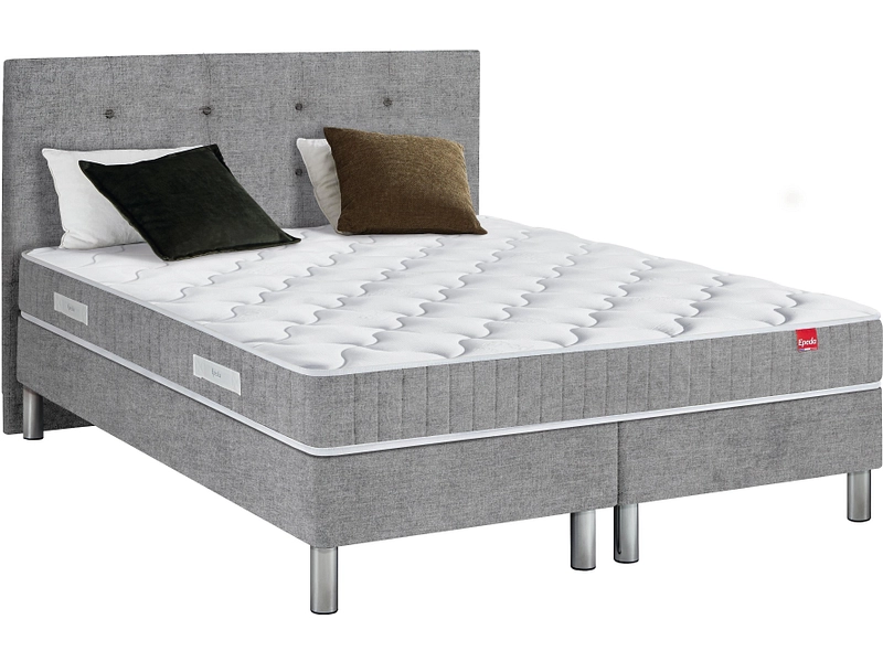 Boxspring EPEDA COURCHEVEL grigio chiaro 140x200cm rigido