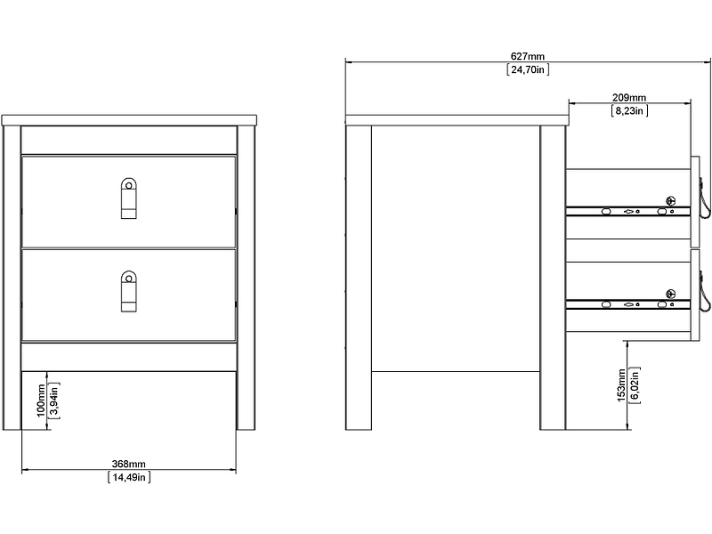 Nachttisch MADRID 2 Schubladen