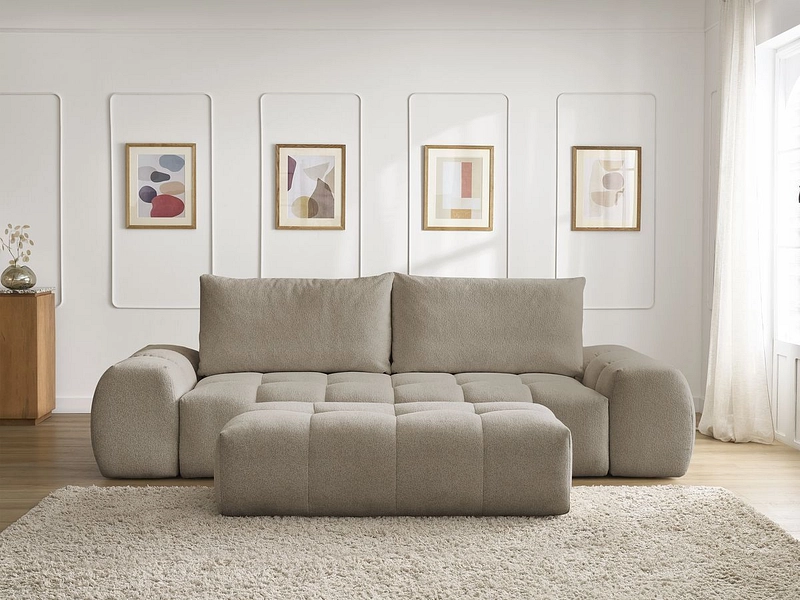 Canapé 3 places avec pouf BOBOCHIC EVEREST