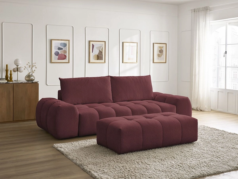 Canapé 3 places avec pouf BOBOCHIC EVEREST