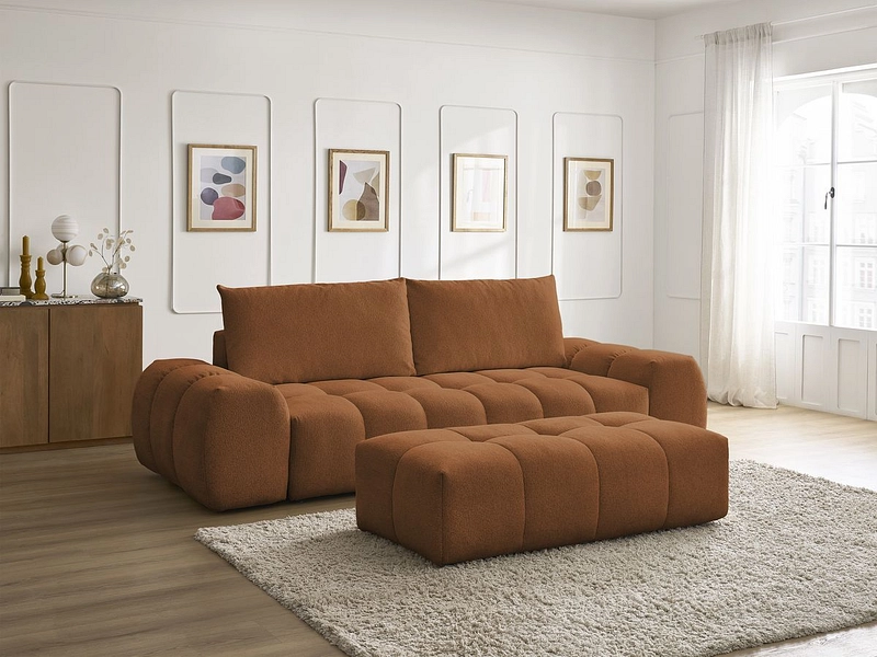 Canapé 3 places avec pouf BOBOCHIC EVEREST