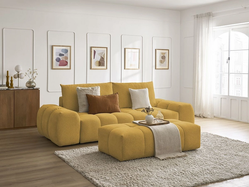 Canapé 3 places avec pouf BOBOCHIC EVEREST