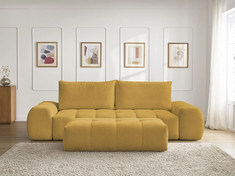 Canapé 3 places avec pouf BOBOCHIC EVEREST