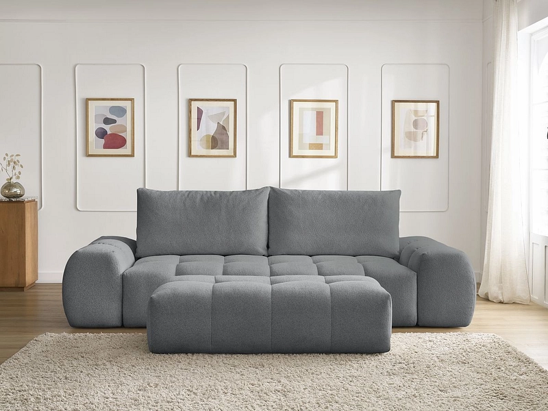 Canapé 3 places avec pouf BOBOCHIC EVEREST