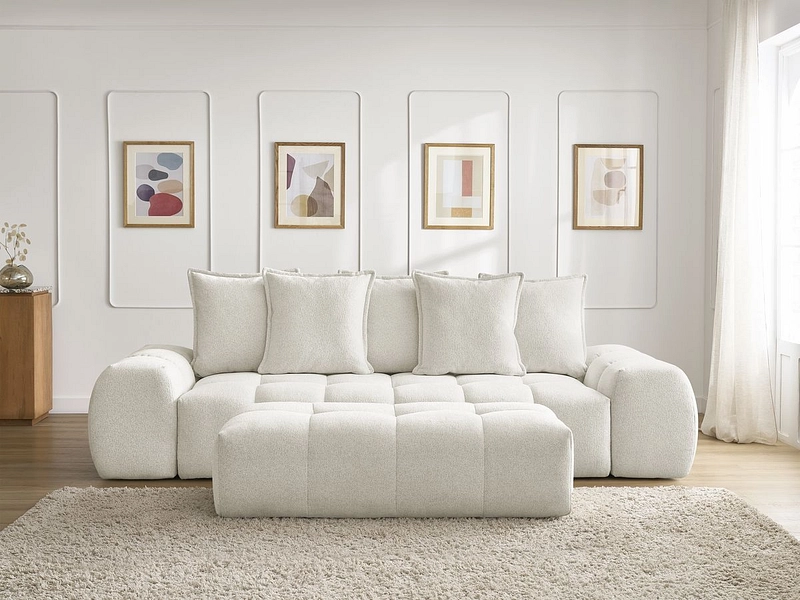 Canapé 3 places avec pouf BOBOCHIC EVEREST