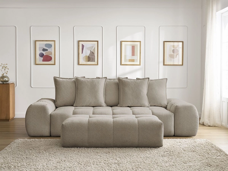 Canapé 3 places avec pouf BOBOCHIC EVEREST