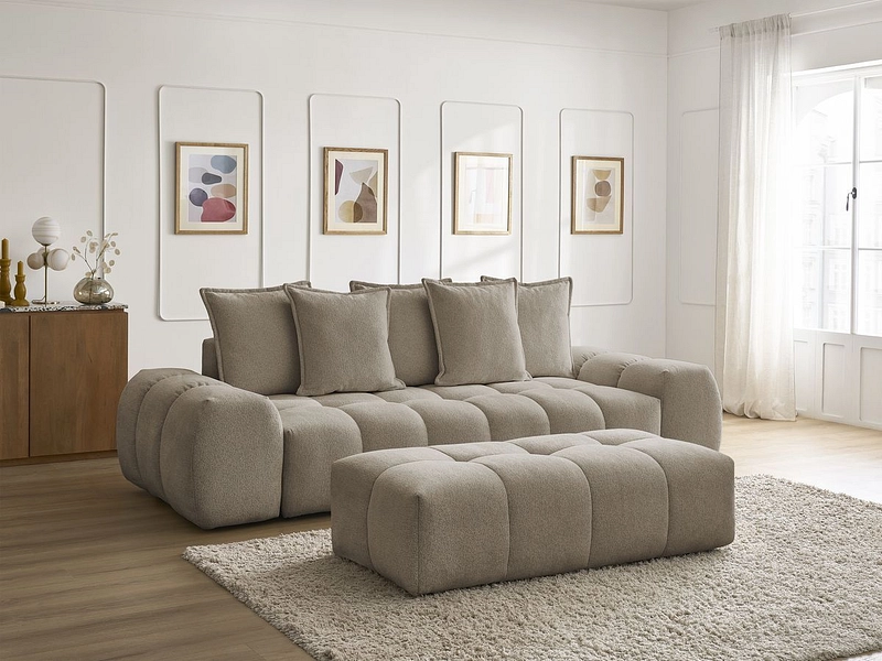 Canapé 3 places avec pouf BOBOCHIC EVEREST