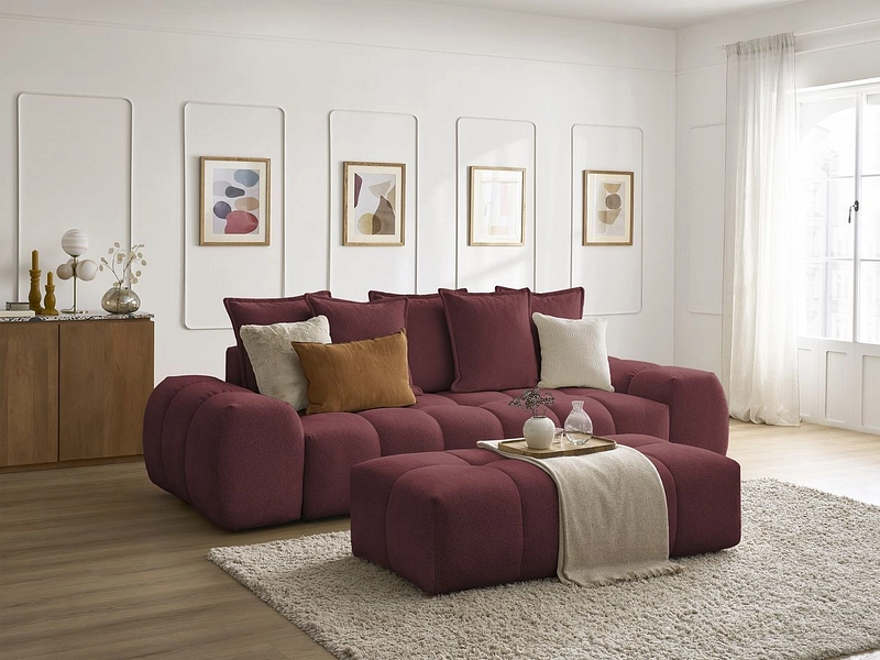 Canapé 3 places avec pouf BOBOCHIC EVEREST