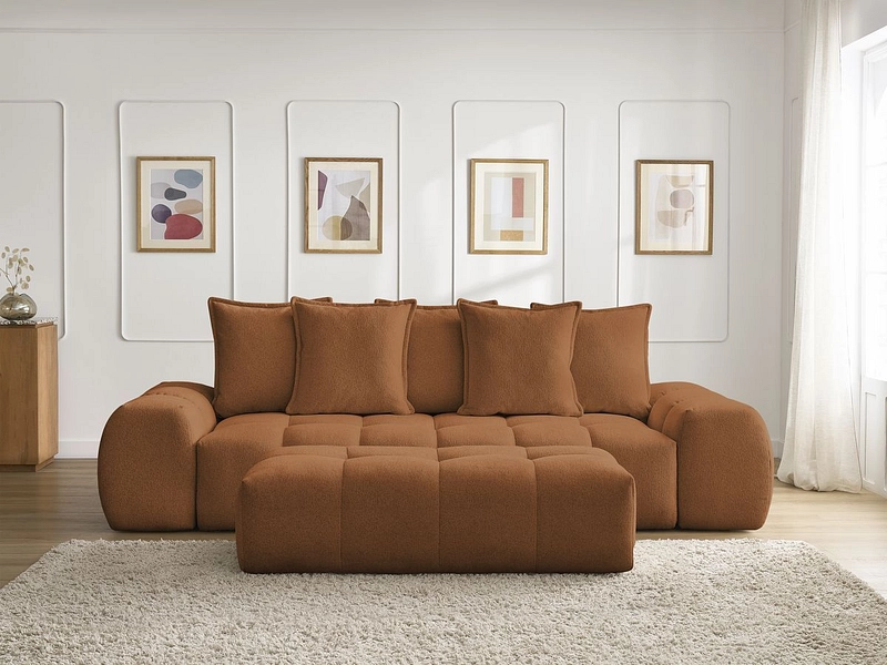 Canapé 3 places avec pouf BOBOCHIC EVEREST