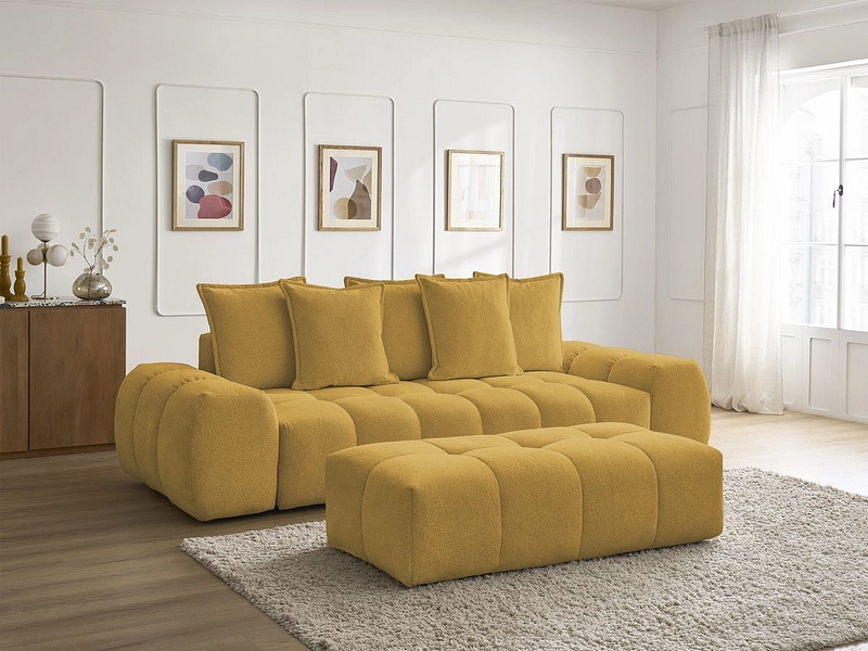 Canapé 3 places avec pouf BOBOCHIC EVEREST