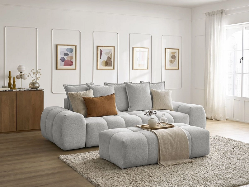 Canapé 3 places avec pouf BOBOCHIC EVEREST