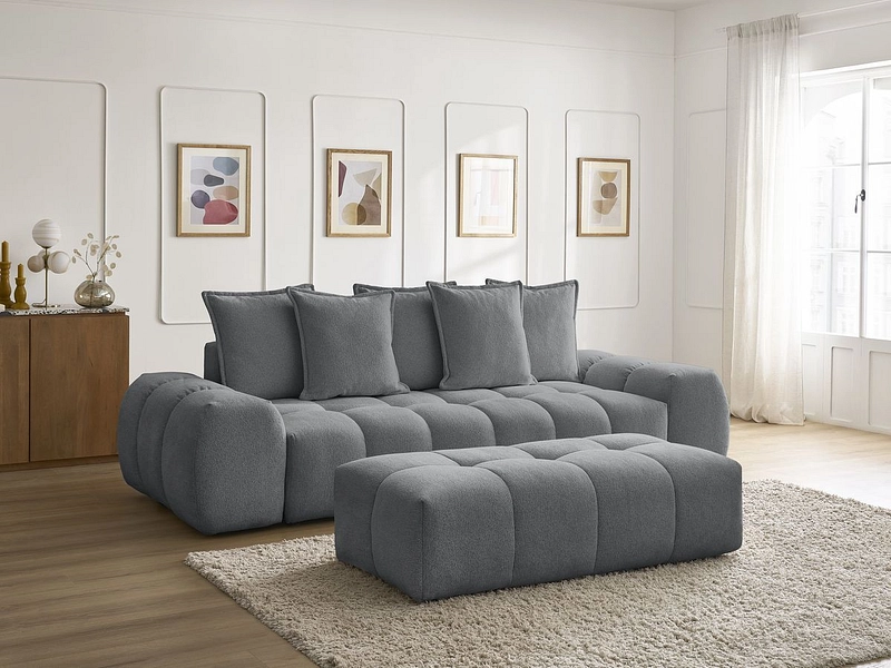 Canapé 3 places avec pouf BOBOCHIC EVEREST