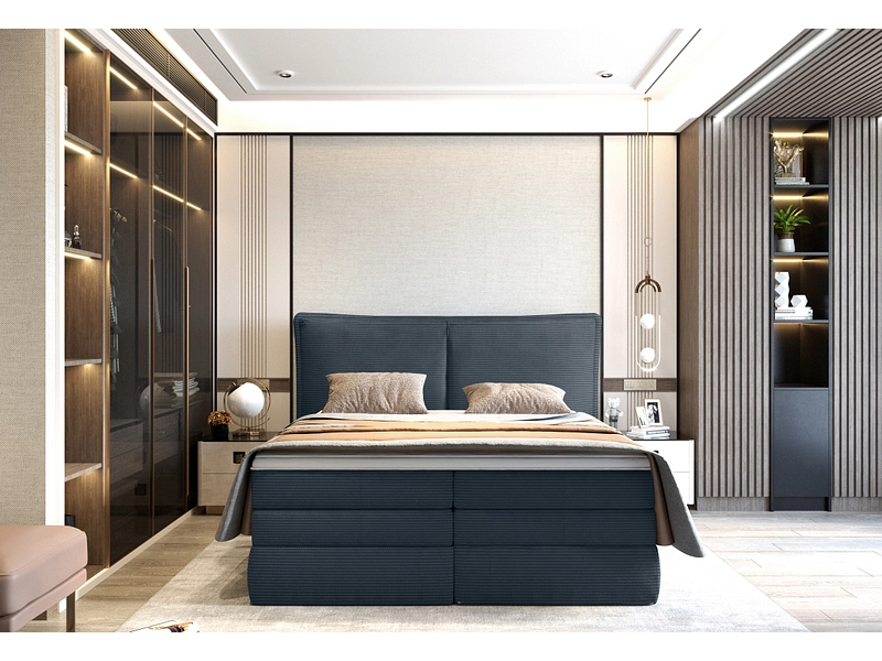 Boxspring WERNIGHT MADDEN bleu foncé