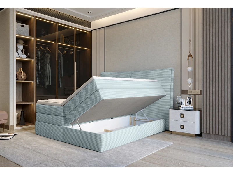 Boxspring WERNIGHT MADDEN bleu clair