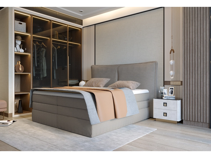 Boxspringbett WERNIGHT MADDEN dunkelbeige Boxspringbett WERNIGHT MADDEN dunkelbeige
