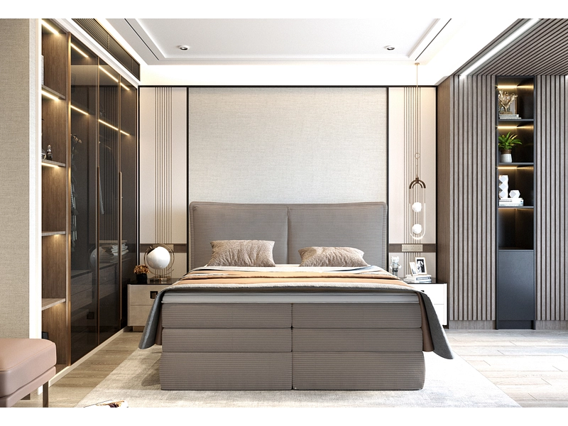 Boxspringbett WERNIGHT MADDEN dunkelbeige Boxspringbett WERNIGHT MADDEN dunkelbeige