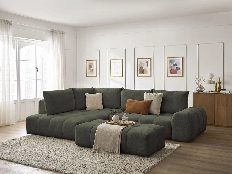 Canapé d'angle avec pouf BOBOCHIC EVEREST