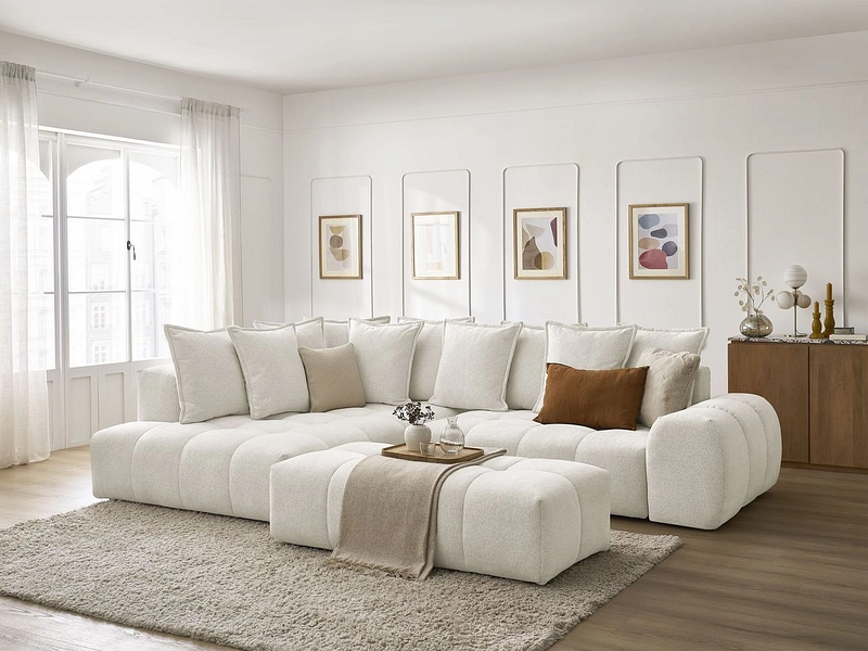 Divano ad angolo con pouf BOBOCHIC EVEREST