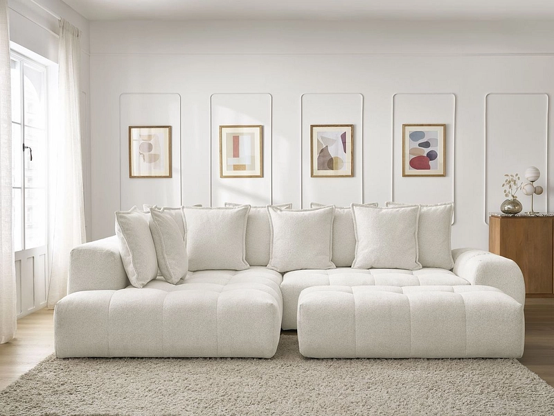 Divano ad angolo con pouf BOBOCHIC EVEREST