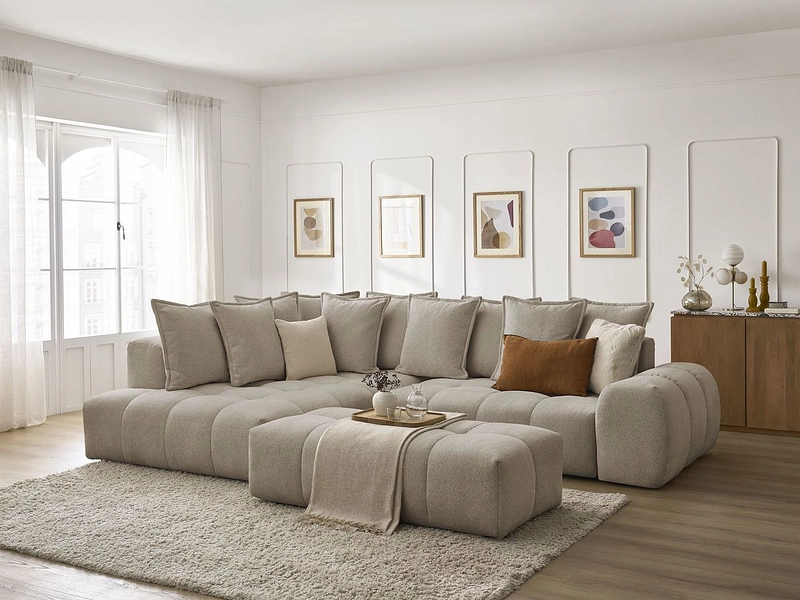 Canapé d'angle avec pouf BOBOCHIC EVEREST