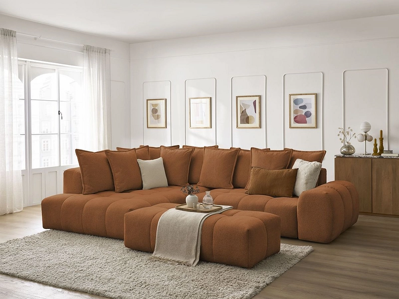 Divano ad angolo con pouf BOBOCHIC EVEREST