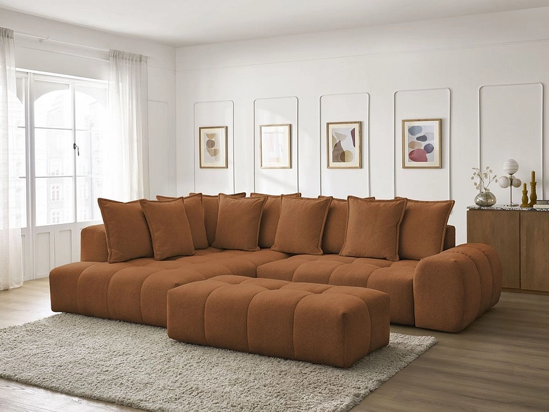 Divano ad angolo con pouf BOBOCHIC EVEREST