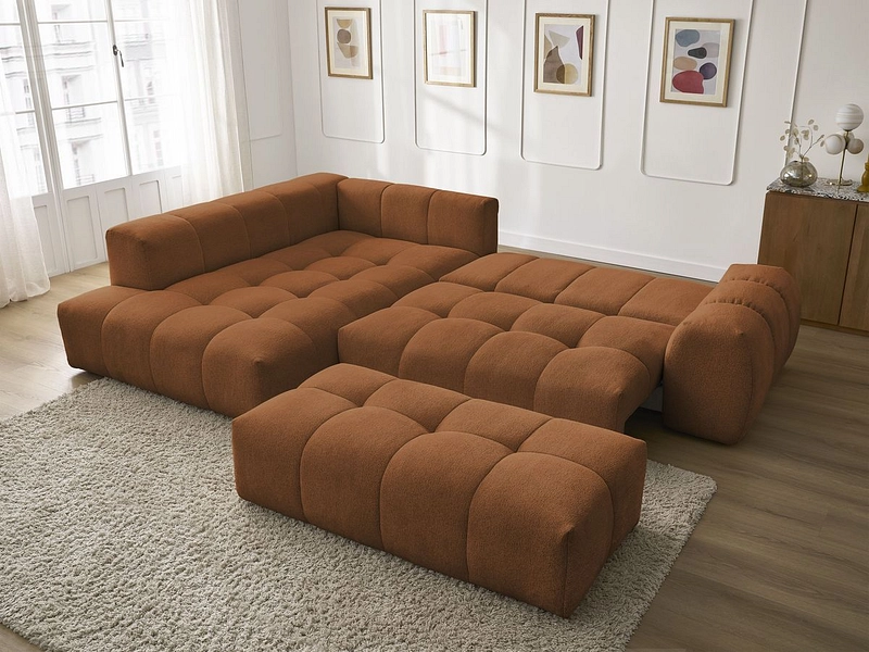 Divano ad angolo con pouf BOBOCHIC EVEREST