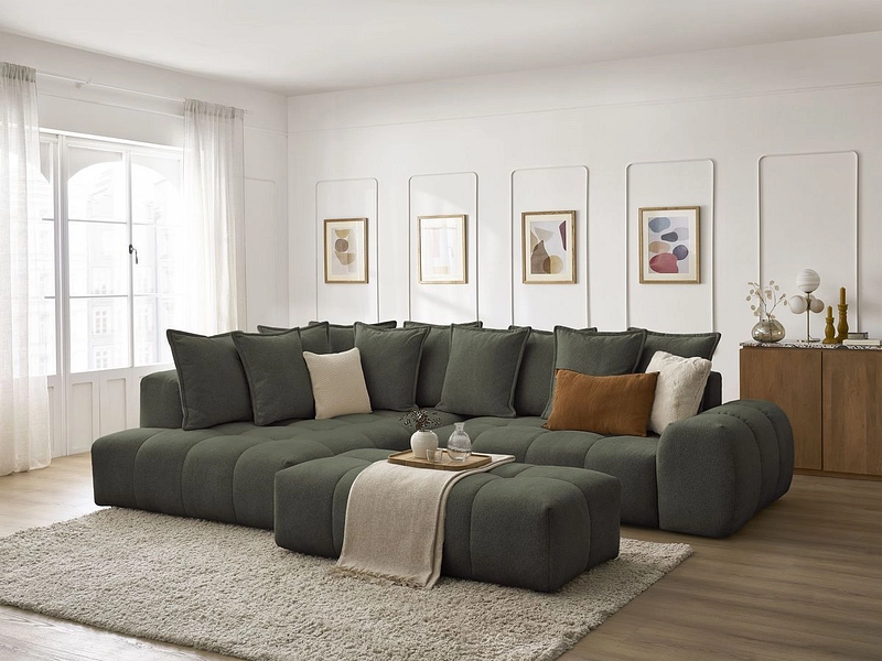 Divano ad angolo con pouf BOBOCHIC EVEREST