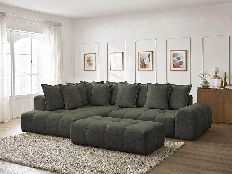 Divano ad angolo con pouf BOBOCHIC EVEREST