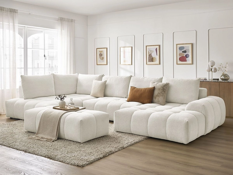 Canapé d'angle panoramique avec pouf BOBOCHIC EVEREST