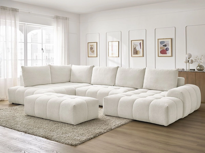 Canapé d'angle panoramique avec pouf BOBOCHIC EVEREST