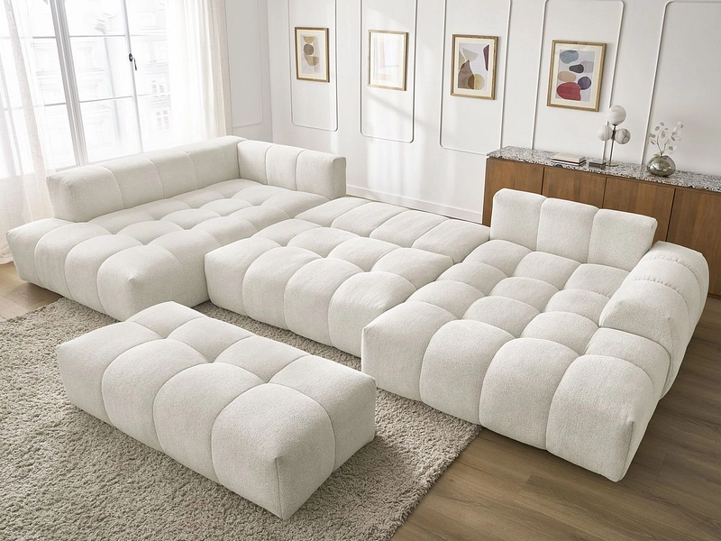 Canapé d'angle panoramique avec pouf BOBOCHIC EVEREST