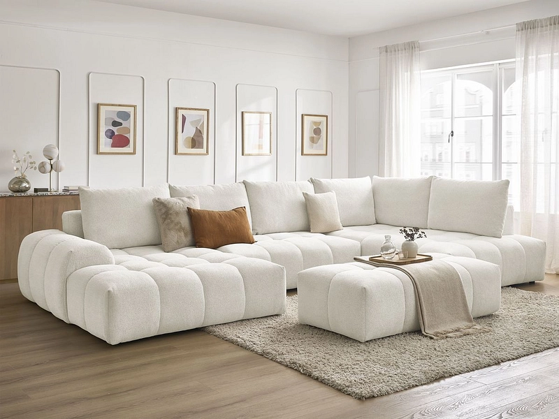 Divano ad angolo panoramico con pouf BOBOCHIC EVEREST