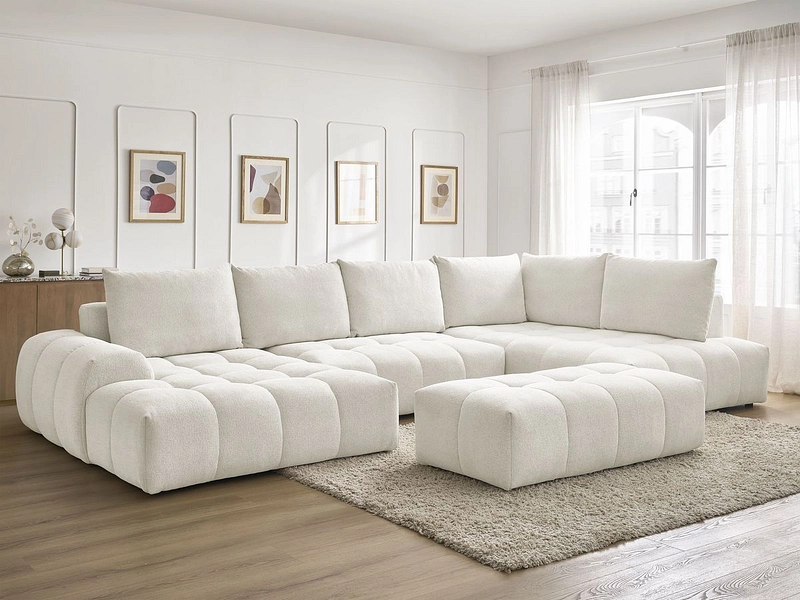 Divano ad angolo panoramico con pouf BOBOCHIC EVEREST